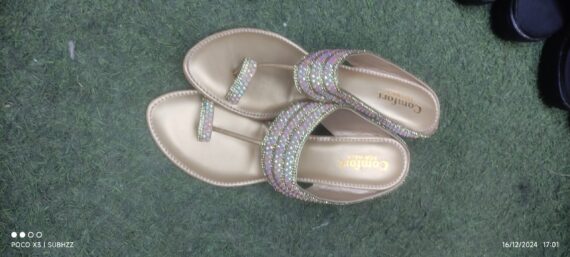 Silver yellow footware